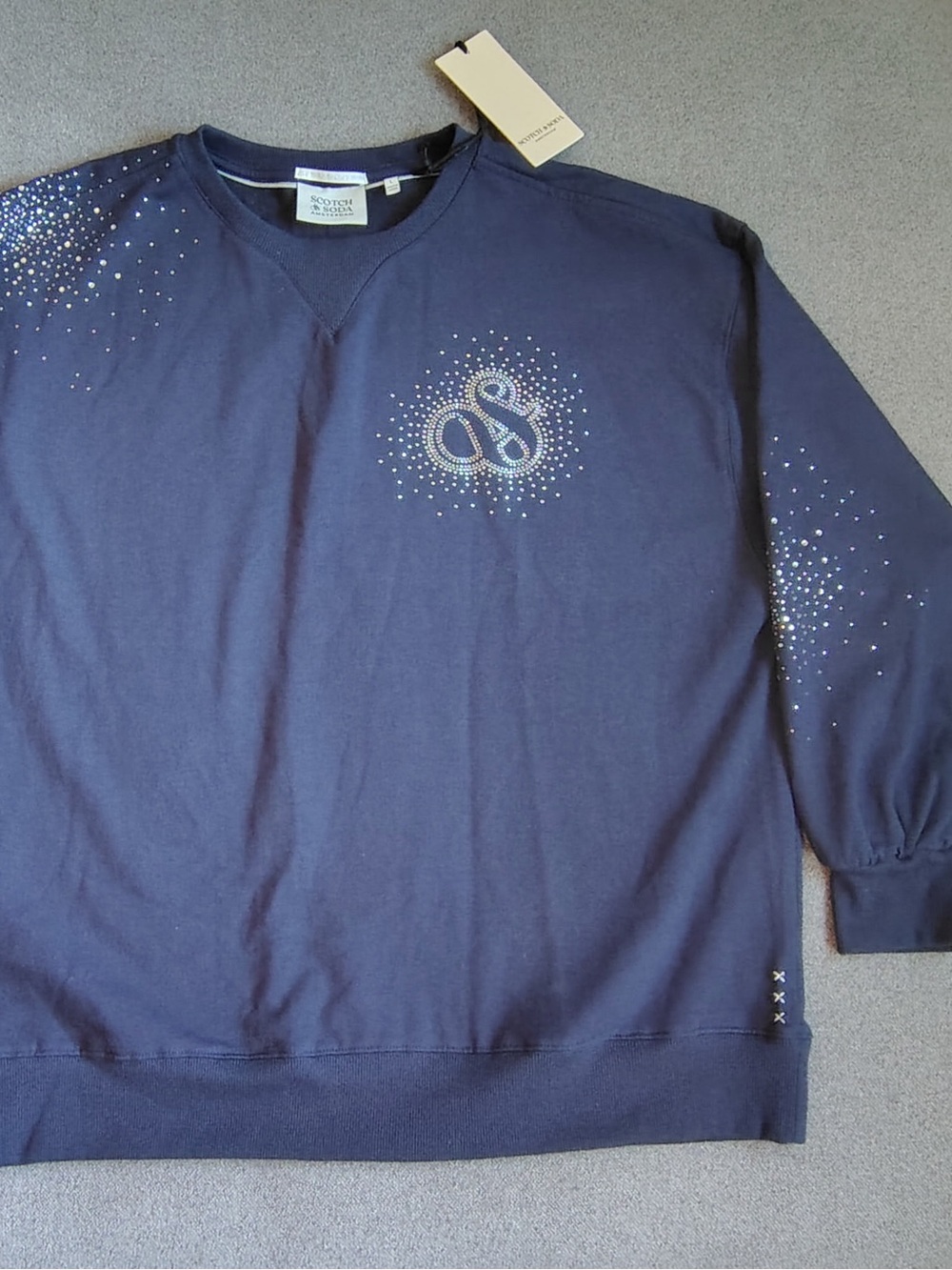 Scotch & Soda Amsterdam Jeweled Sweatshirt Women L Blue NWT